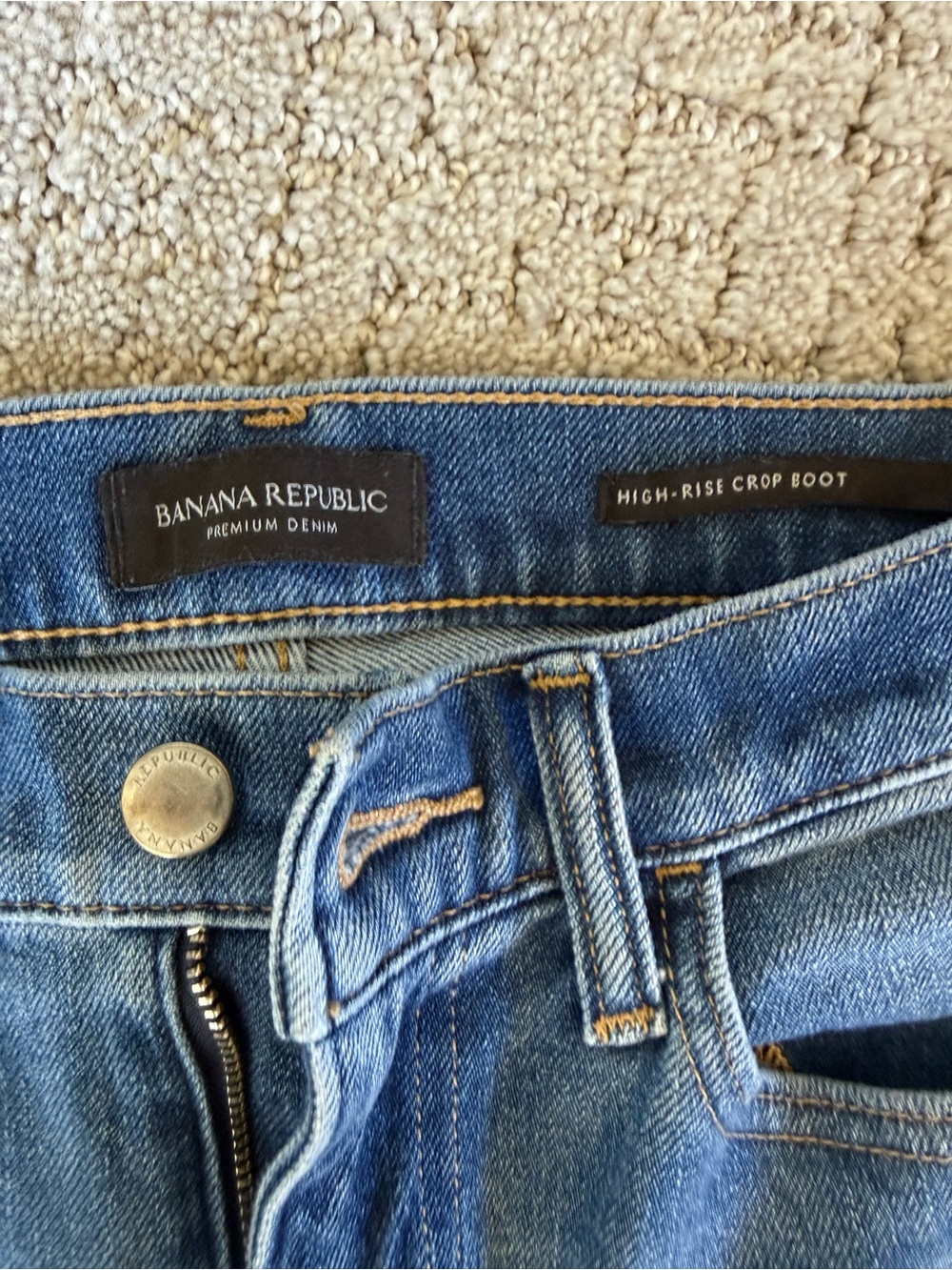 Banana Republic High-Rise Crop Boot Jeans in Medium Blue Denim